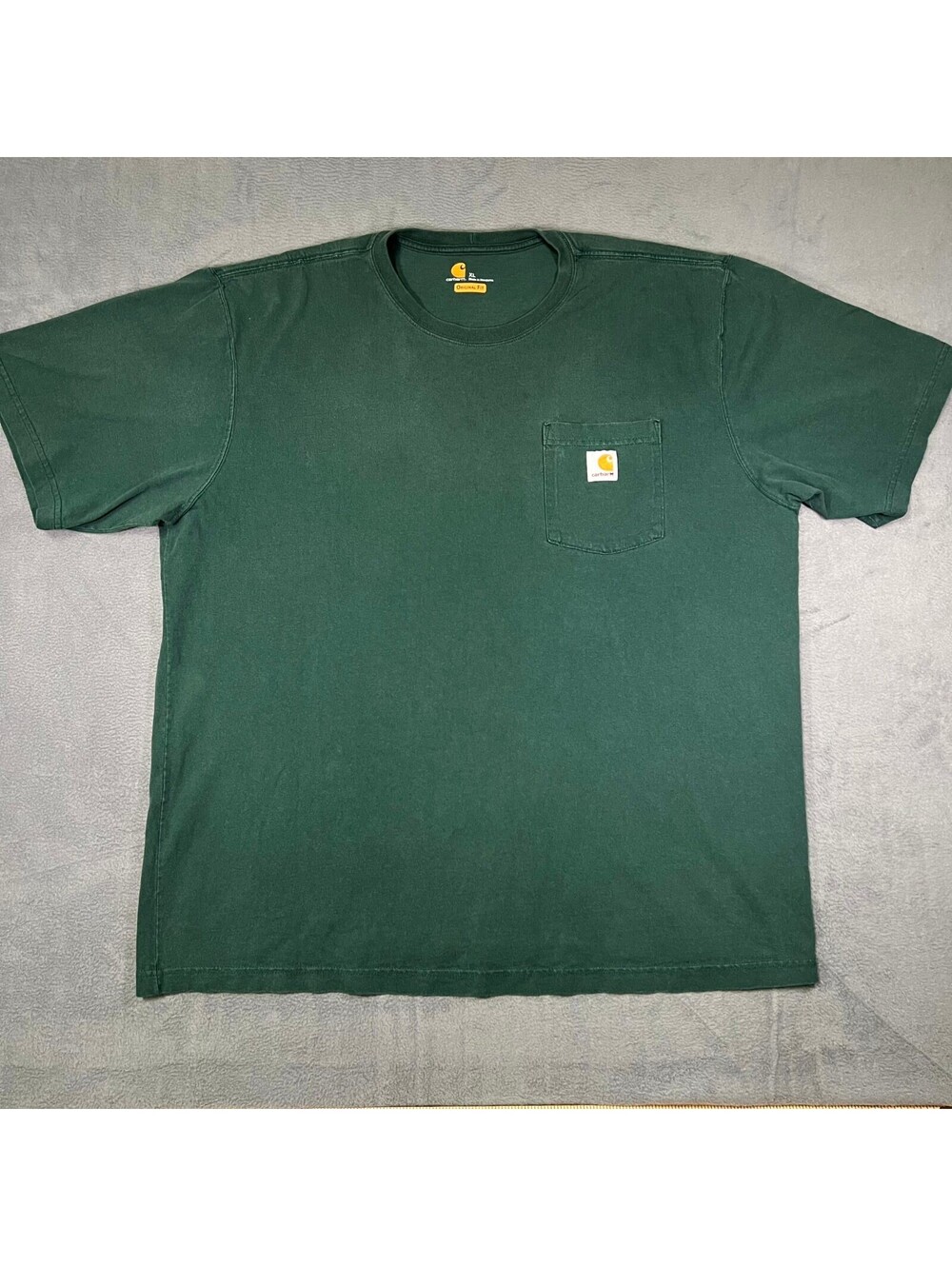 Carhartt Shirt Green Mens XL Tee Knit Cotton Original Fit Pocket Patch Logo